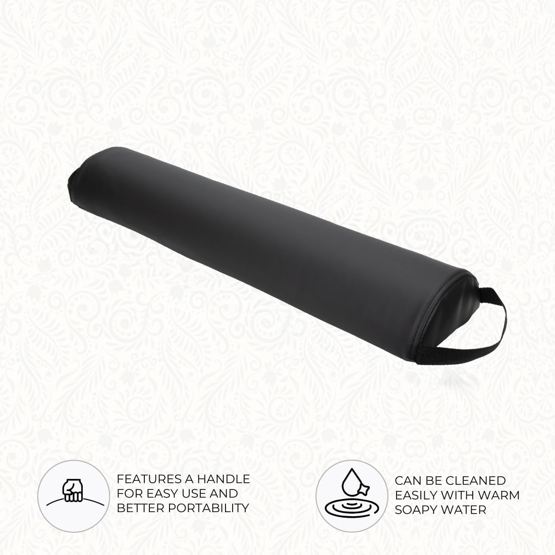 Premium Half-Round Bolster Pillow - Oil & Stain-Resistant Massage & Yoga Support | 6"W x 3"H x 26"L, Black