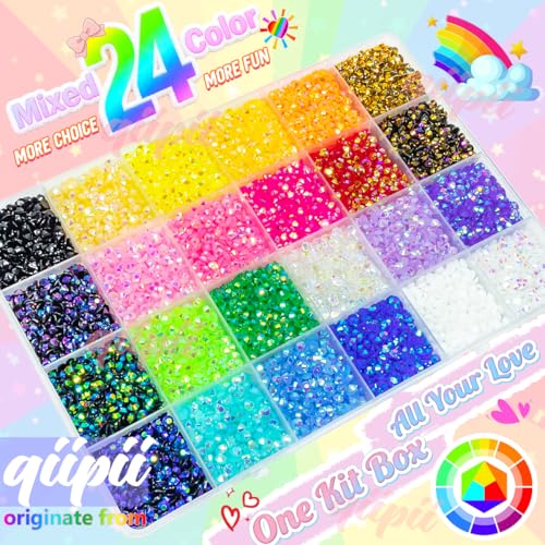 qiipii 24 Color Jelly Resin Rhinestones Set for DIY Crafting