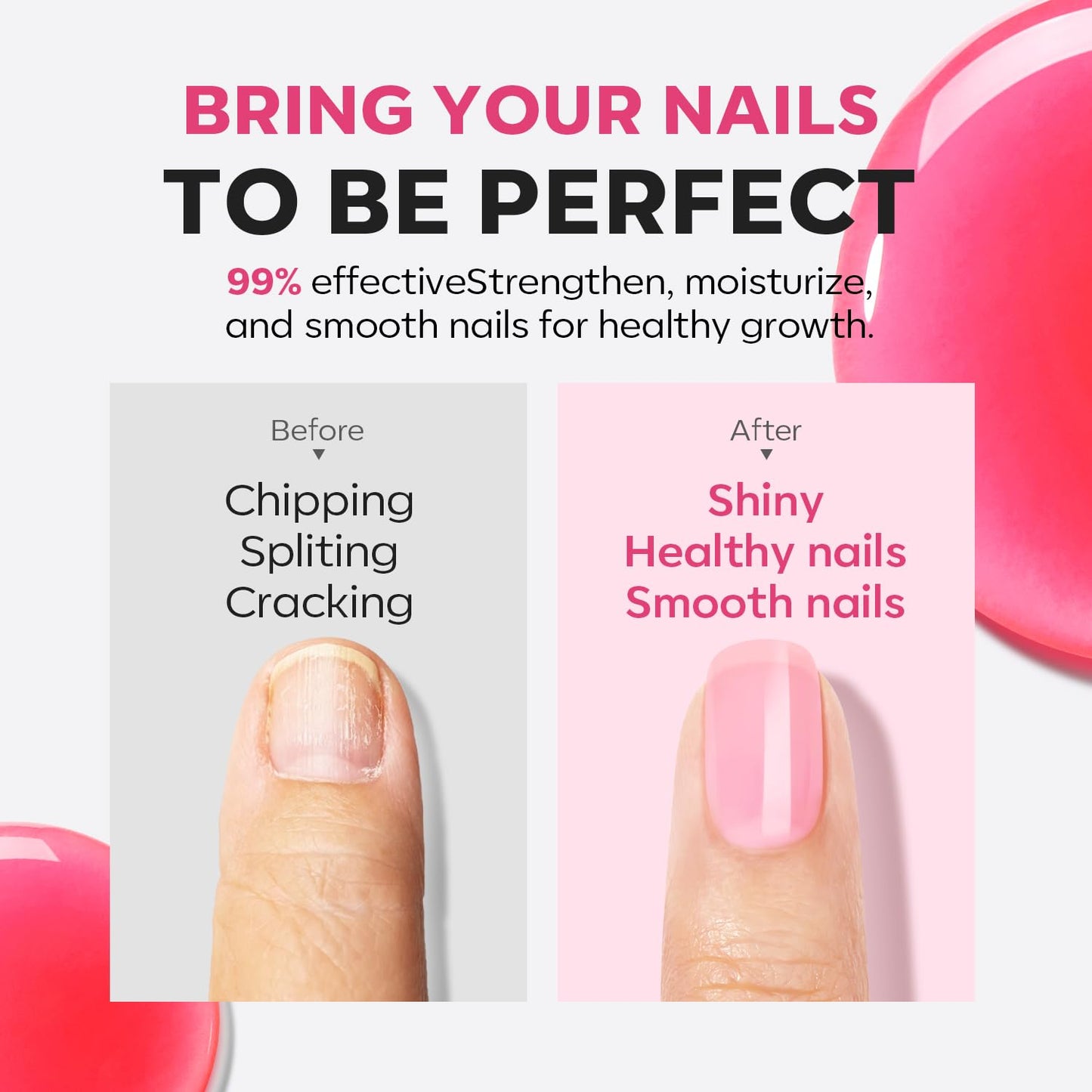Nail Strengthener & Growth Sheer Pink Polish - Extra Strong Ridge Filler for Damaged Nails | 15ml
