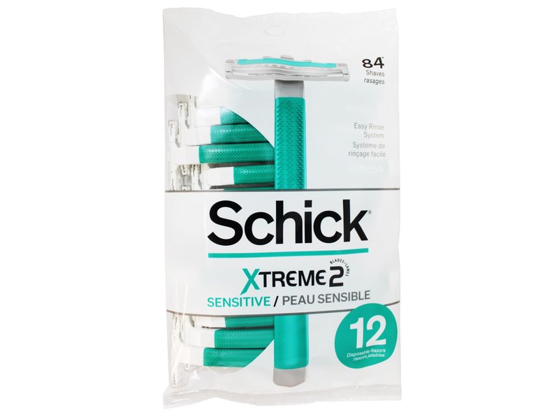 Schick Slim Twin ST 2 Disposable Razors for Men Sensitive Skin Shaving Razor, 12 Count