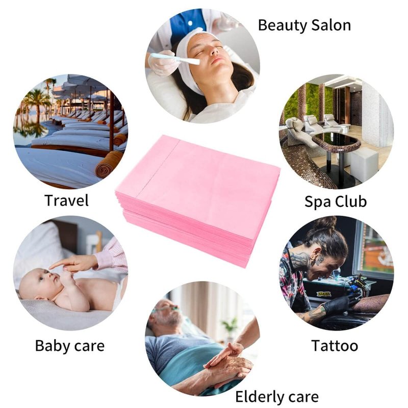 YEEOZOE 100PCS Disposable Massage Table Sheets, Pink Spa Bed Covers for Esthetician, Spa, Waxing, Lash, Tattoo, Salon Table, 31.5" X 71"