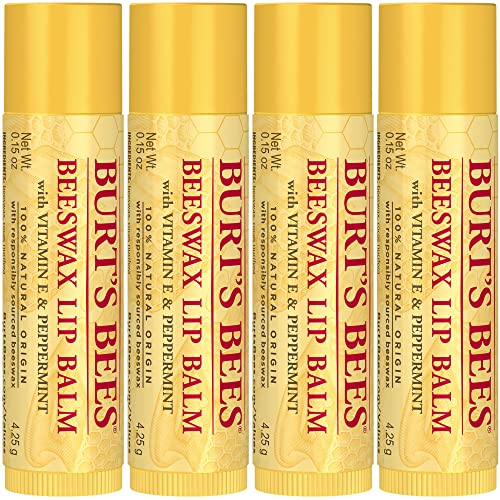 Burt's Bees Beeswax Lip Balm Pack - 4 x 0.15 oz Natural Moisturizer