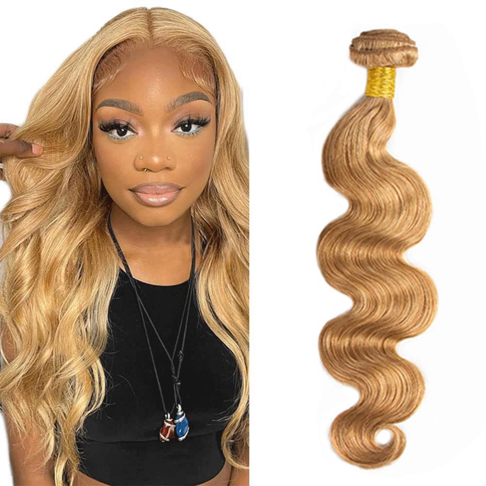 Honey Blonde Bundles Human Hair 27 Body Wave Bundles 24 inch 55g Double Weft 8A Grade 27 Honey Blonde Body Wave Bundle Human Hair Extensions