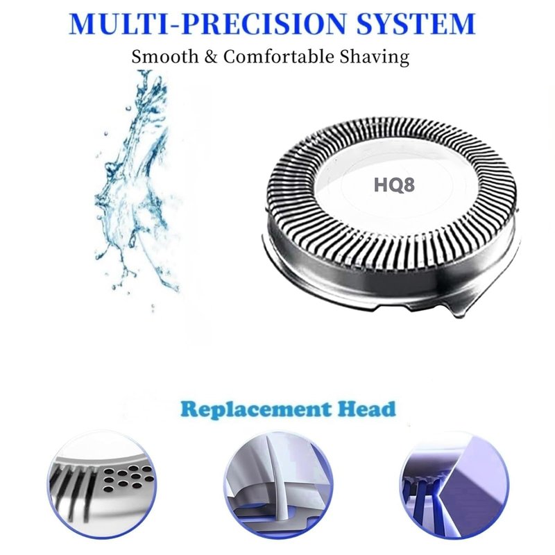 6pcs HQ8 Replacement Heads Compatible with Philips Norelco Aquatec Shavers PT720 PT730 AT810 AT815 AT830 AT880,hq8505 HQ8 Blades