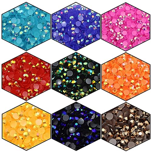 Laviyo 4500Pcs SS12 3mm AB Flatback Rhinestones - Black-Bottom Purple Red AB, Nail Art & Craft