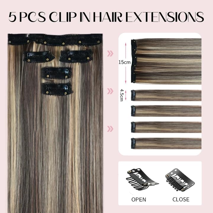 FIREFLYI 14-Inch Short Clip-In Hair Extensions – Matte Protein Fiber Volume