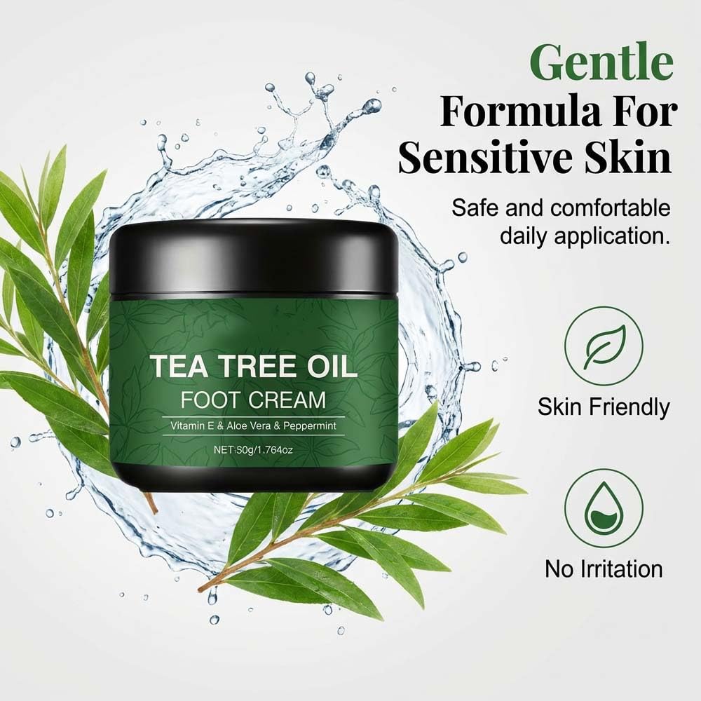 Tea Tree Oil Foot Cream - Intensive Moisturizing Balm for Dry, Cracked Feet | Repair & Soften Rough Heels (1)