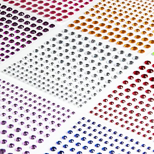 Self-Adhesive Rhinestone Gem Stickers for Face Nails Body Craft 14 Sheets