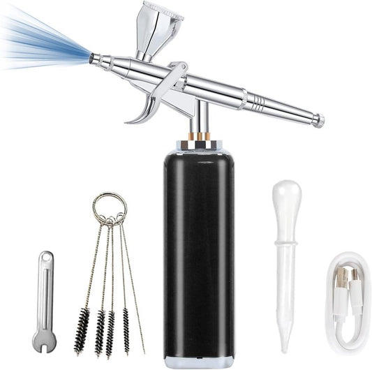 Portable Airbrush Kit - High Air Flow Cordless Compressor for Makeup, Nail Art, Tattoo | Mini Handheld Design