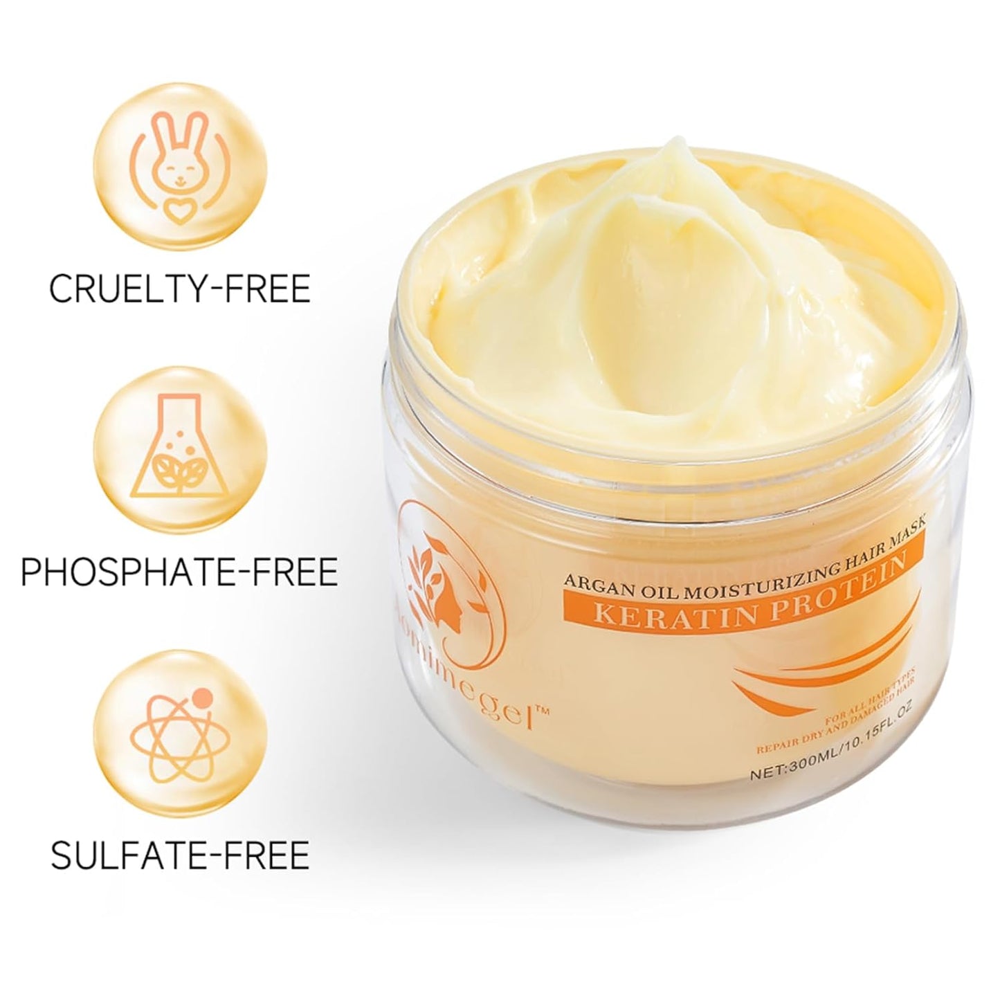 Collagen Hair Mask - Deep Repair Argan Oil Treatment for Damaged Hair | Hydrating Conditioner 10.15 oz