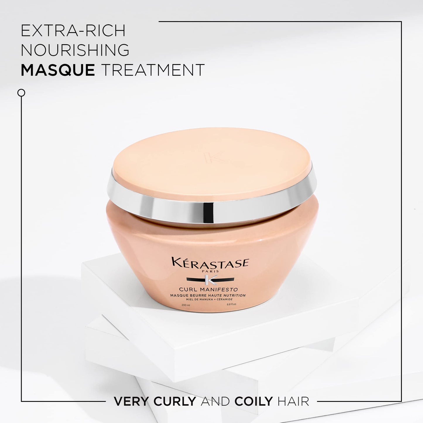KÉRASTASE Curl Manifesto Beurre Haute Nutrition Hair Mask, Strengthens & Prevents Breakage, Adds Softness & Shine for All Wavy, Curly, Very Curly & Coily Hair, 6.8 Fl Oz