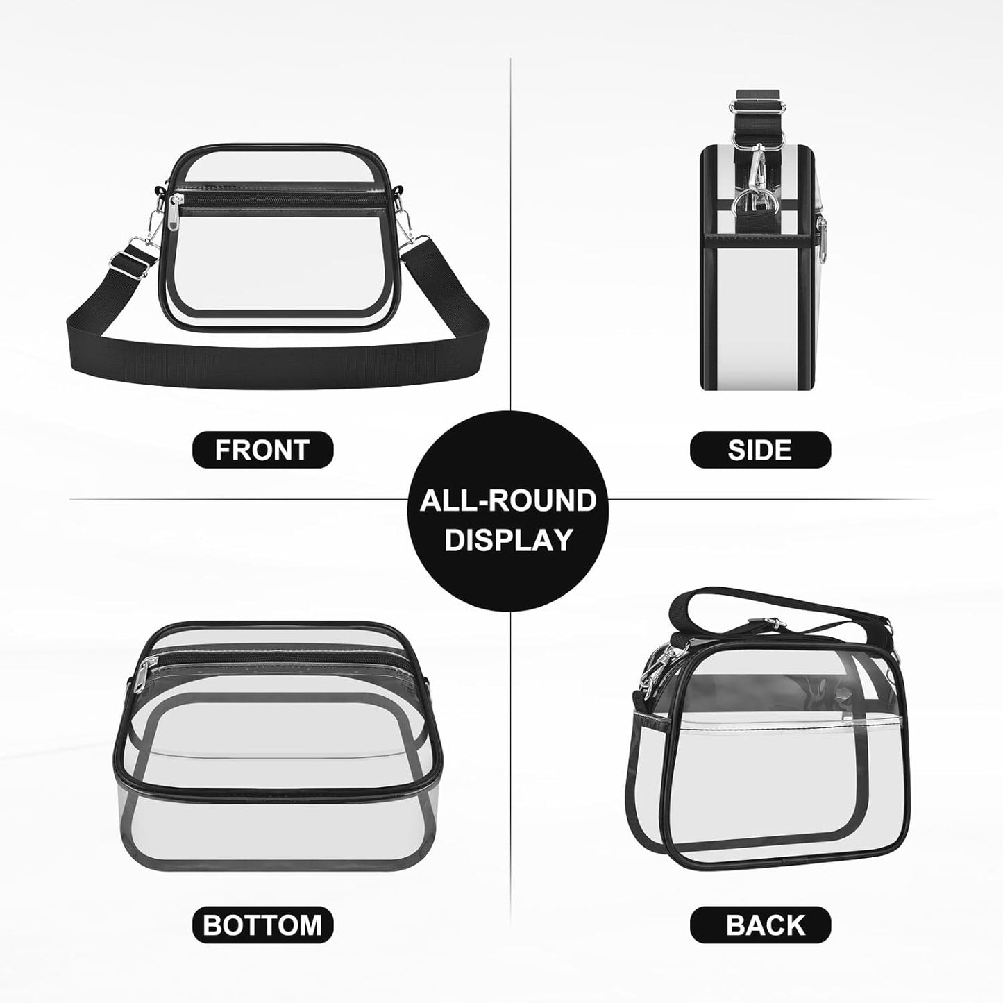 Clear Stadium Bag - Transparent Sports Fan Handbag with Adjustable Strap | Perfect for Concerts & Festivals