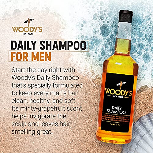 Woody's Daily Shampoo for Men – Paraben & Sulfate‑Free with Jojoba & Hyaluronic Acid, 32 oz