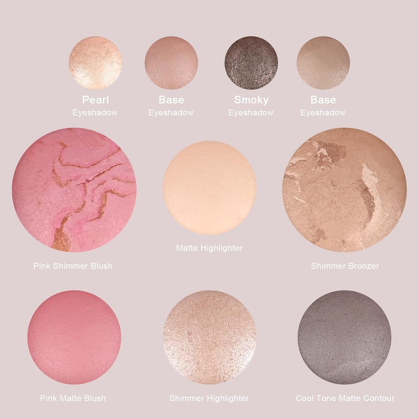 Baked Makeup Palette - Bronzer, Highlighter, Blush & Eyeshadow | Highly Pigmented Travel Compact Gift for Women