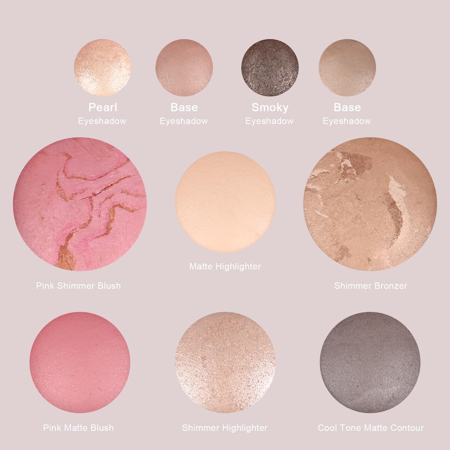 FREEORR All in One Baked Makeup Palette wiht Bronzer, Highlighter, Blush and Eyeshadow, Highly Pigmented, Long Lasting Travel Compact, Baking Makeup Palette Gift for Women