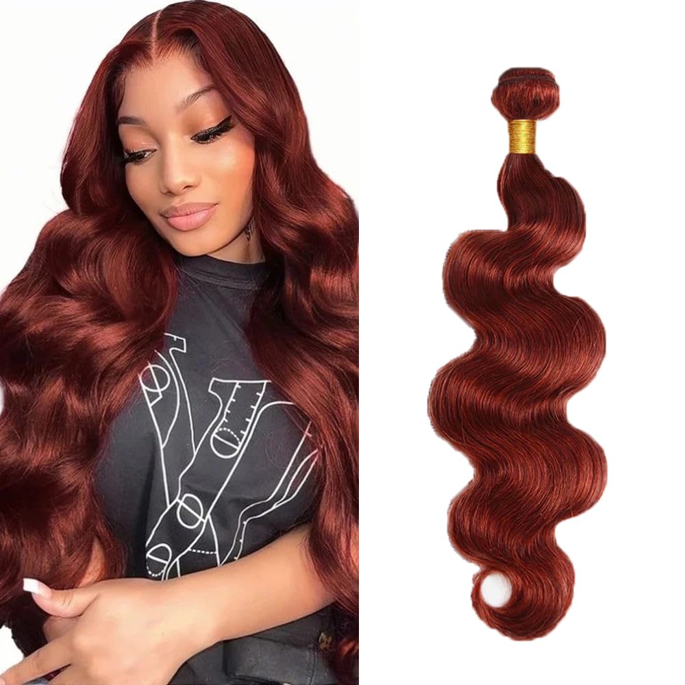 Reddish Brown Bundles Body Wave Aubrn Bundles Human Hair Copper Red Bundle Human Hair Unprocessed Virgin Color 33 Body Wave Bundle 20 Inch 50g