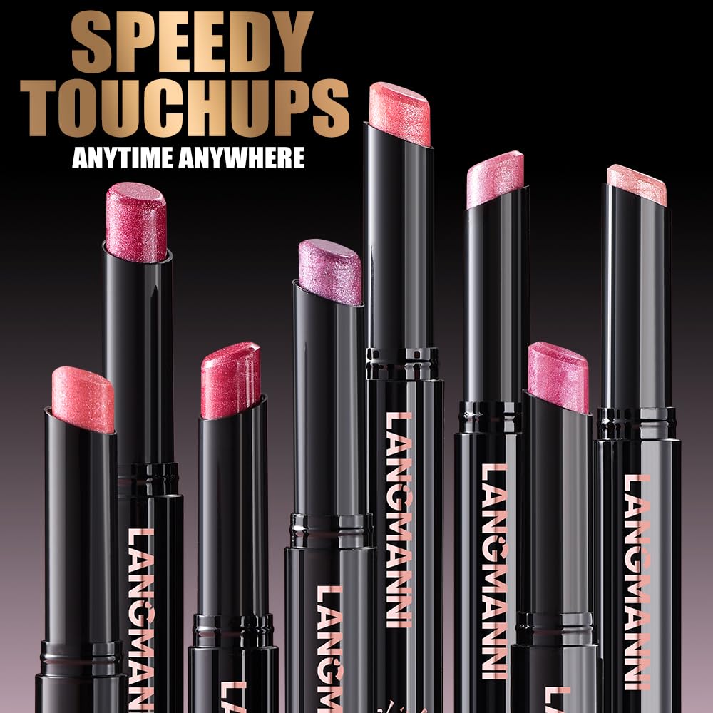 Shimmer Lipstick Set - 10 Colors with Fine Glitter | Long-Wearing & Moisturizing Shades for Daily Wear