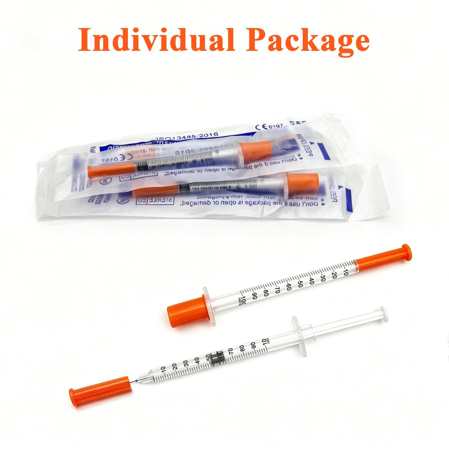 1ml 31Ga 5/16" (8mm) Syringe with Needle, Individually Wrapped, Pack of 10