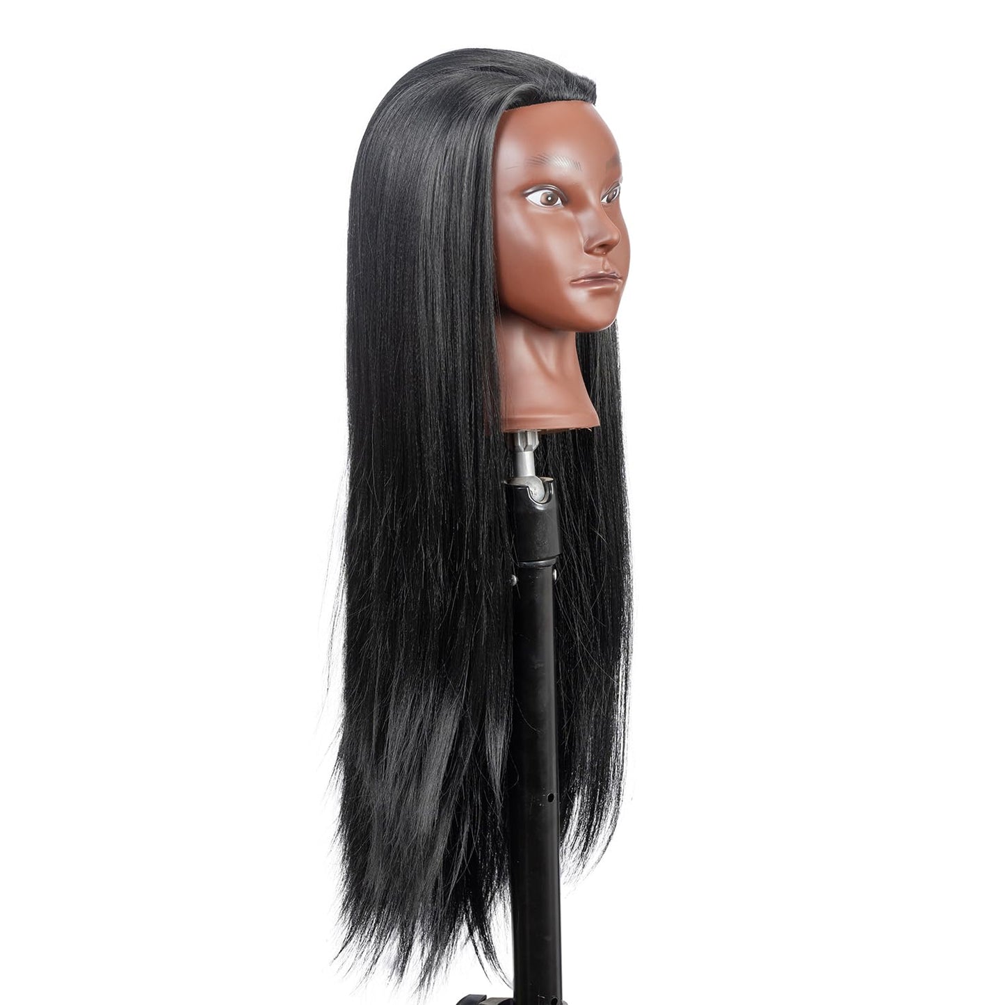 Mannequin Head for Hair Styling | Cosmetology Training Doll Head with Clamp Holder - Black
