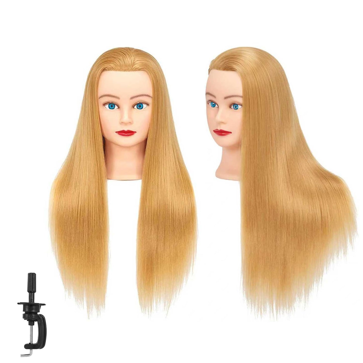 Mannequin Head - 26-28" Yaki Synthetic Fiber Training Head for Hairdressing | Cosmetology Practice Model with Clamp Stand