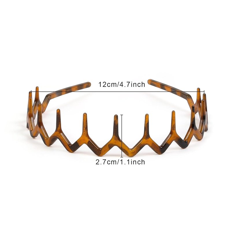 Zig Zag Headbands for Women & Teens - Non-Slip Plastic Hair Bands | 4-Pack Black Hair Accessories