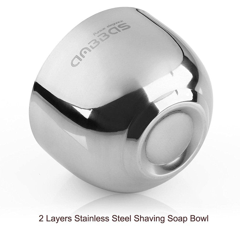 Anbbas 4IN1 Shaving Brush Set,Nylon Bristles Wood Handle and Stainless Steel Soap Bowl,ABS Wall Mounted Shaving Holders for Brush and Bowl for Men Wet Shave