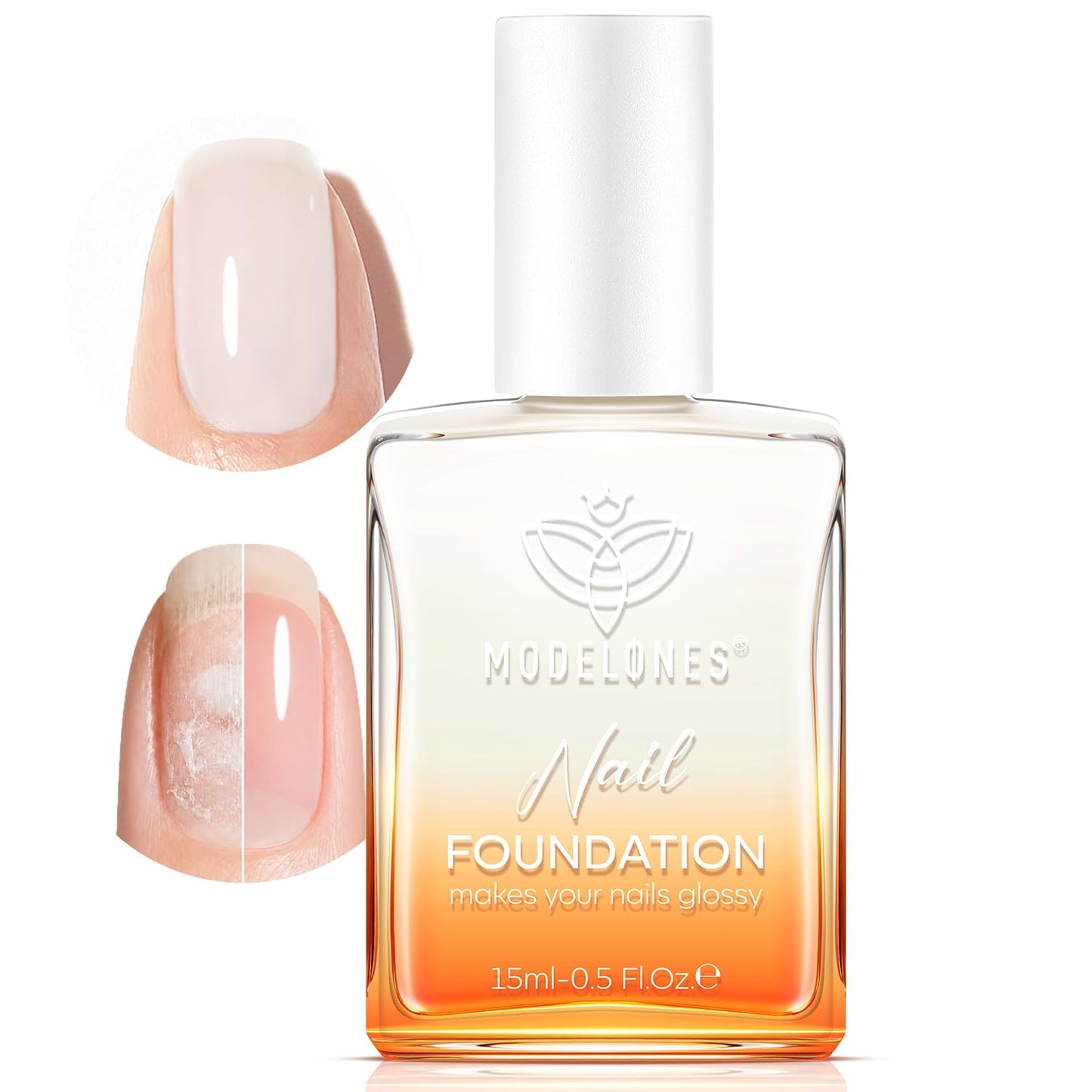 Nail Strengthener - Milky White Nail Polish for Damaged Nails | Quick Dry Hardener & Growth Formula, 15ml