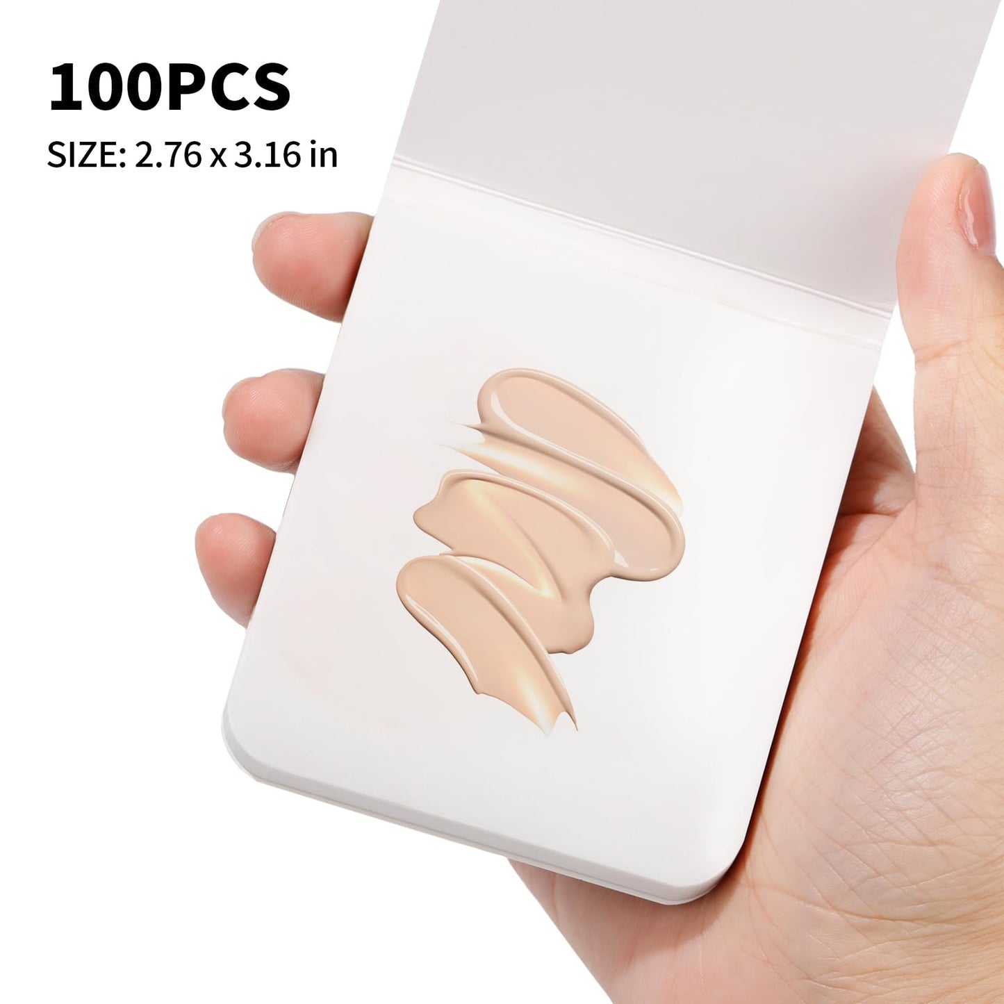 MSQ Makeup Mixing Palette Paper for Liquid Foundation, Art Nail, Lip stick, Pigment, Waterproof Transparent Makeup Palette Paper Disposable Nail Art Palette Paper, 100 Sheets