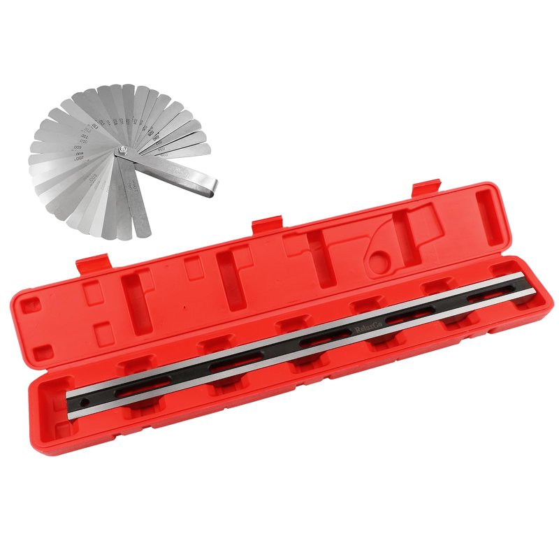 ReluxGo 24 Inch Machinist Precision Steel Straight Edge Tool, Cylinder Head Straight Edge, Straight Edge Machined Flat with Feeler Gauges for Checking Cylinder Heads and Engine Blocks,Patented