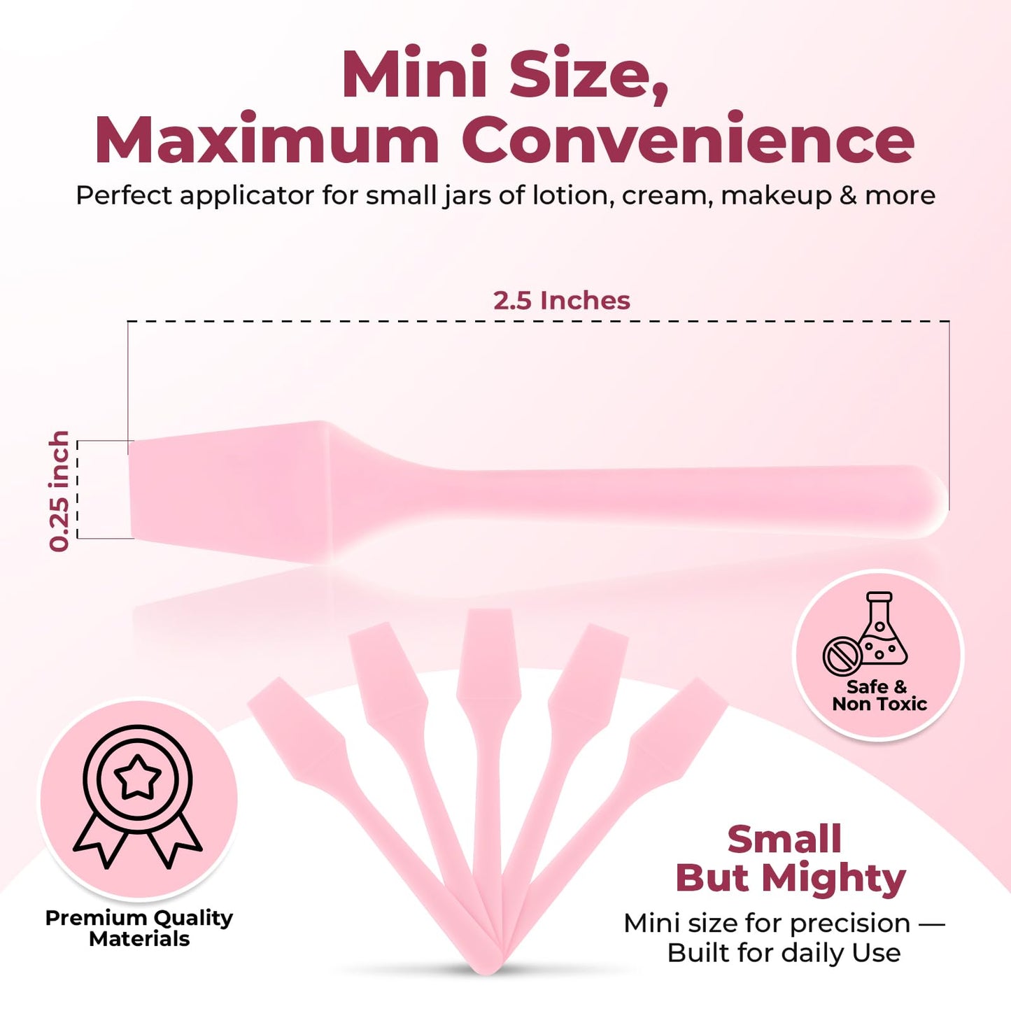 Kopperko Cosmetic Spatulas (2.5”, 100 Pack) - Small Plastic Spatula for Cosmetics, Creams & Crafts | Essential Esthetician Supplies | Makeup Spatula or Multipurpose Mini Applicator for Skincare | Pink