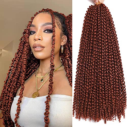 18 Inch Passion Twist Hair - 6 Packs Copper Red Water Wave Crochet Hair Extensions