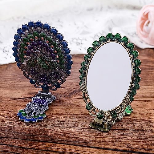 Rayberro Blue Peacock Vintage Handheld Mirror & Comb Set