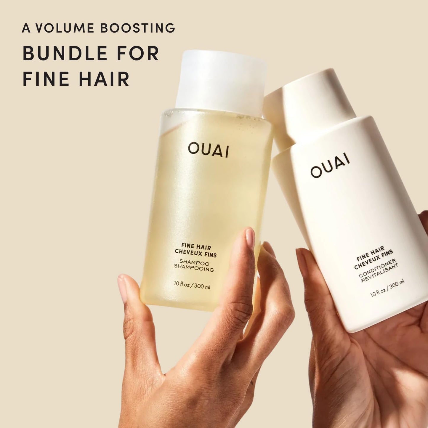 OUAI Fine Shampoo & Conditioner Set - Sulfate-Free Hair Care with Keratin & Shea Butter | 10 Fl Oz
