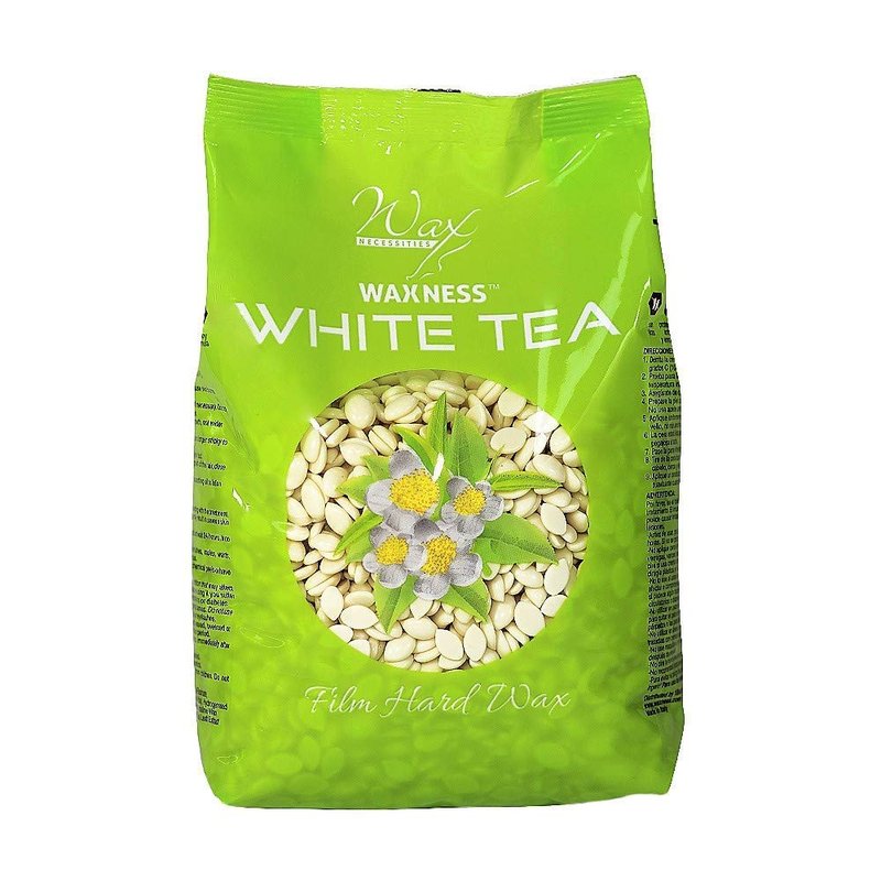 Waxness Film Hard Wax Beads White Tea Cream 1.1 lb (500 g) – Stripless Professional Hard Wax with White Tea Scent for Face & Body, Smooth Application – Made in Italy
