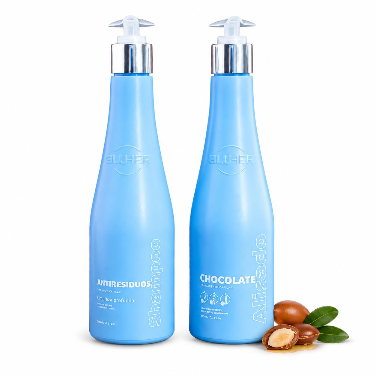 BLUHER Alisado de Chocolate Organic Hair Straightening Kit – Amino Acid Keratin Treatment with Anti-Residue Shampoo – Anti Frizz Smoothing System – 300ml (10.1 Fl Oz)