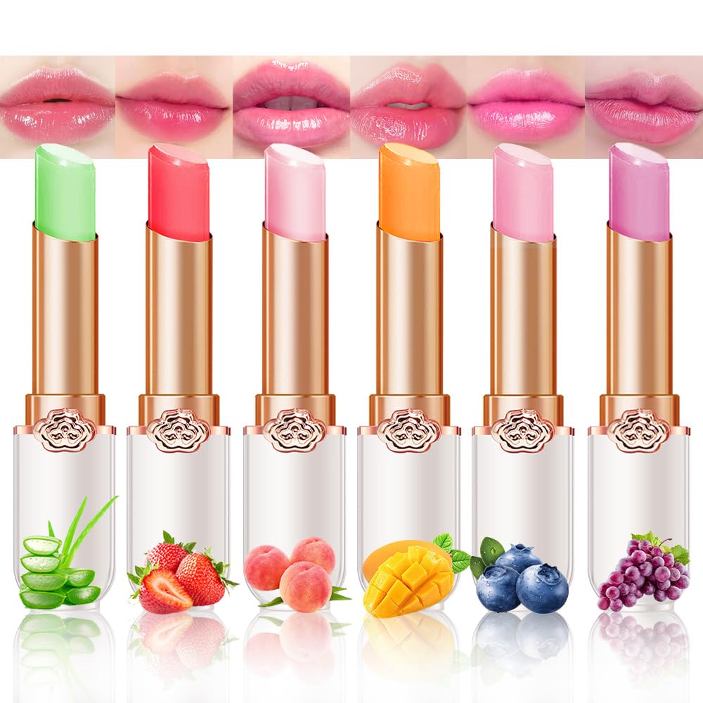 Peach Color Changing Lipstick Set - 2 Pcs PH Mood Long Lasting Tinted Lip Balm & Gloss for Women