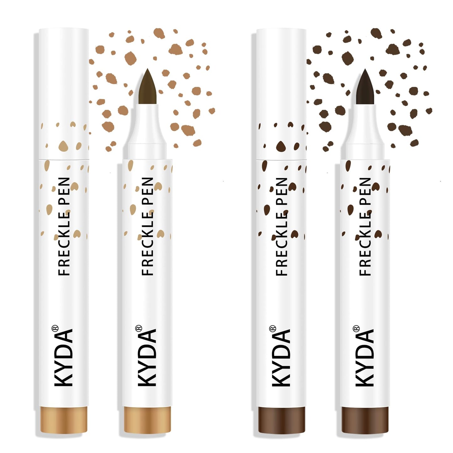 KYDA 2 Colors Freckle Pen,Natural Lifelike Freckle Makeup, Waterproof Longlasting Soft Dot Sopt Pen, Sunkissed Makeup-Dark Brown&Light Brown