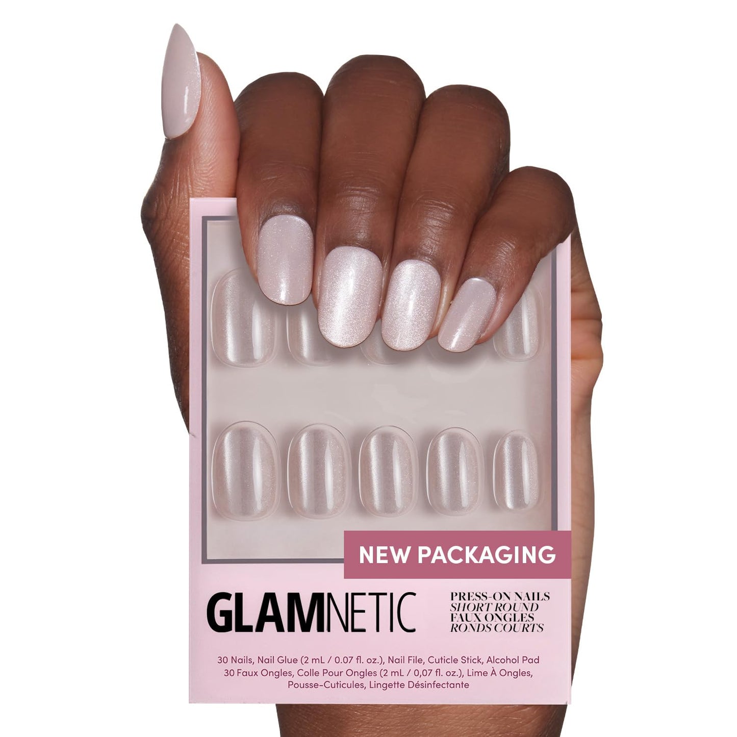 Glamnetic Press On Nails - Honey Bun | Trendy Velvet Sparkly Short Almond Nails | 30 Nail Kit with Glue, 15 Sizes