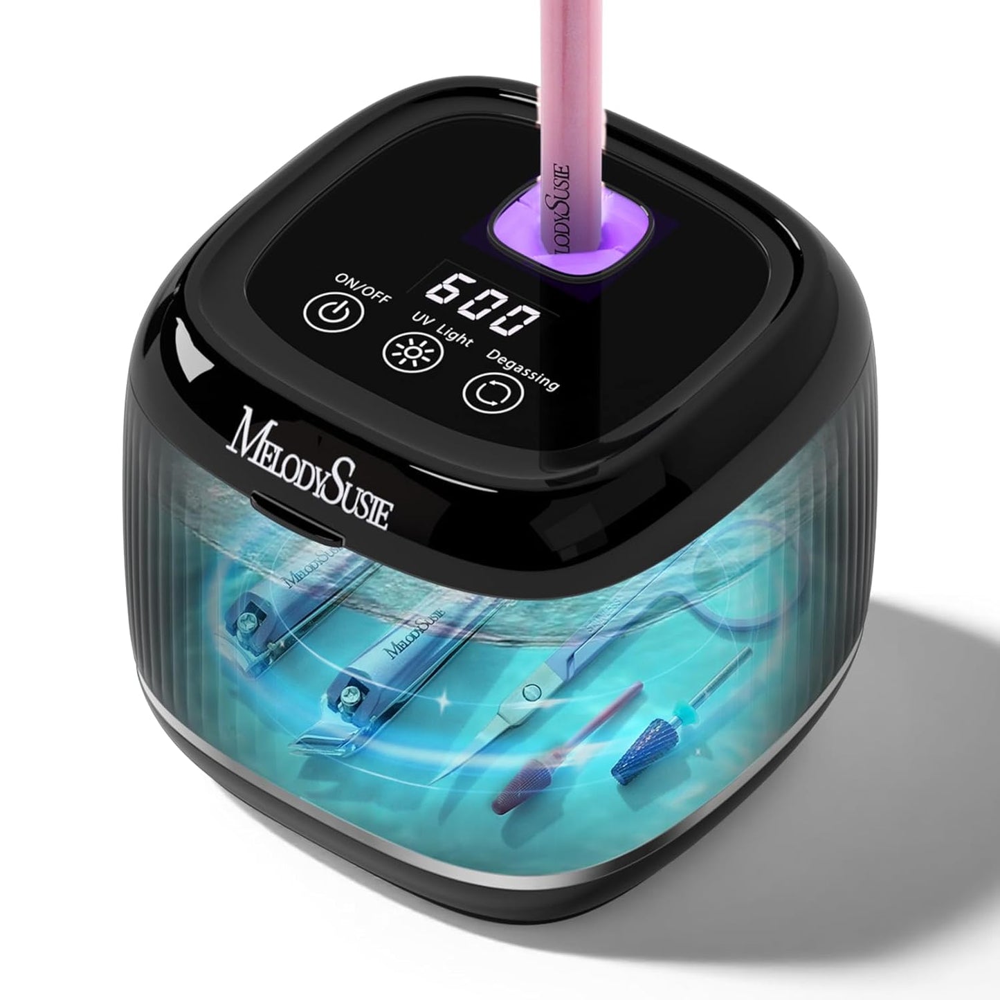 MelodySusie 2 in 1 Nail Tool Cleaning Machine - 3 Timer Modes for Nail Drill Bits & Jewelry Cleaning | Black, DL-160
