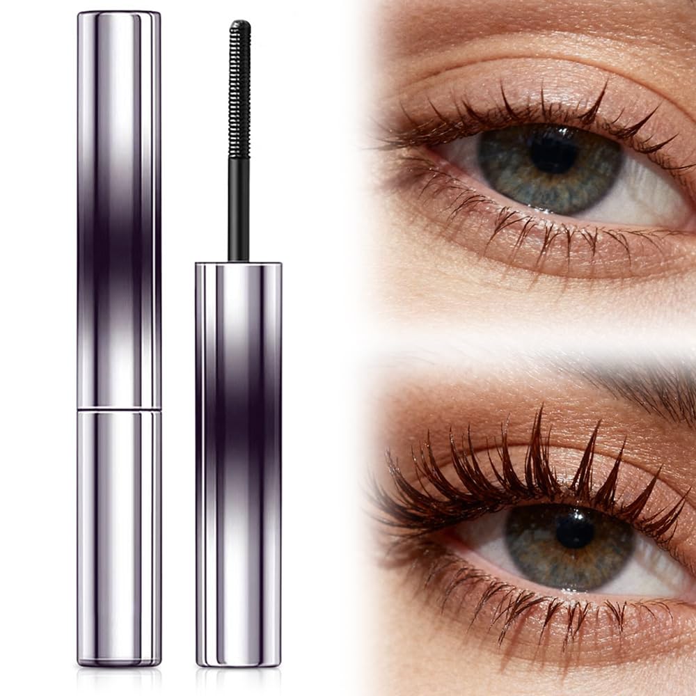 Brushless Metal Wand Mascara - Waterproof 3D Curling Eyelash Iron | Long-Lasting, No Flaking, Black