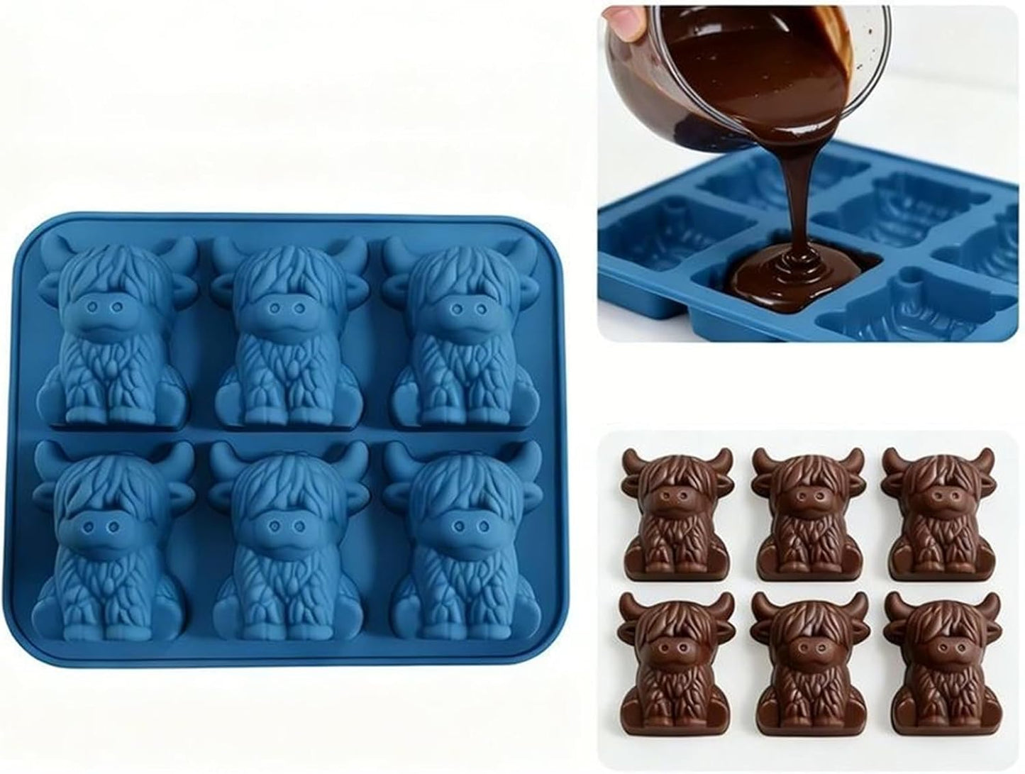 3D Highland Cow Ice Mold - Food Grade Silicone Tray for Whiskey & Cocktails | 1 Piece