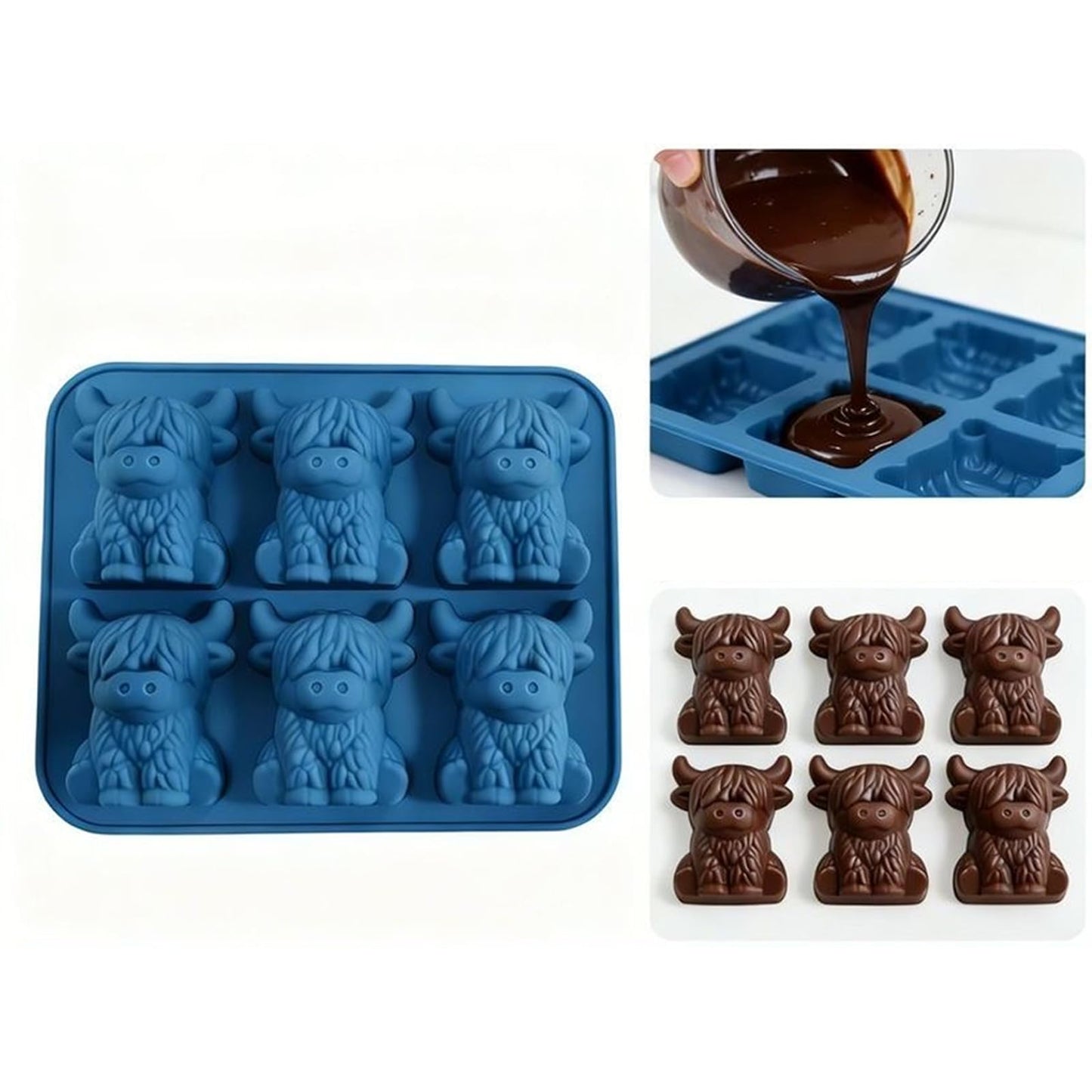 3D Highland Cow Silicone Ice Mold, Food Grade Creative Ice Cube Tray for Whiskey, Home Party & Cocktails,1 PCS