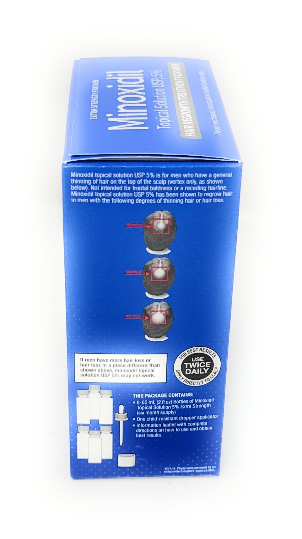 Kirkland Signature Minoxidil Topical Solution USP 5%, Extra Strength Hair Regrowth Treatment for Men, 6 Months Supply