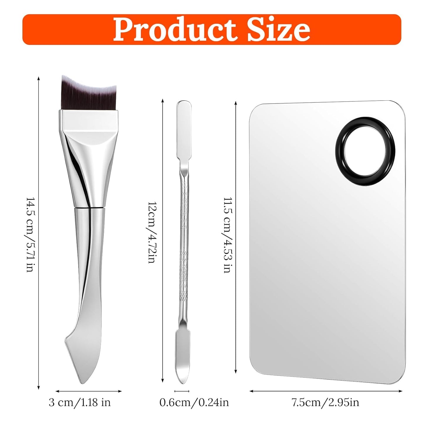 Makeup Spatula Set - 3 Pcs Mixing Palette & Double-Headed Brush | Essential Tools for Flawless Application