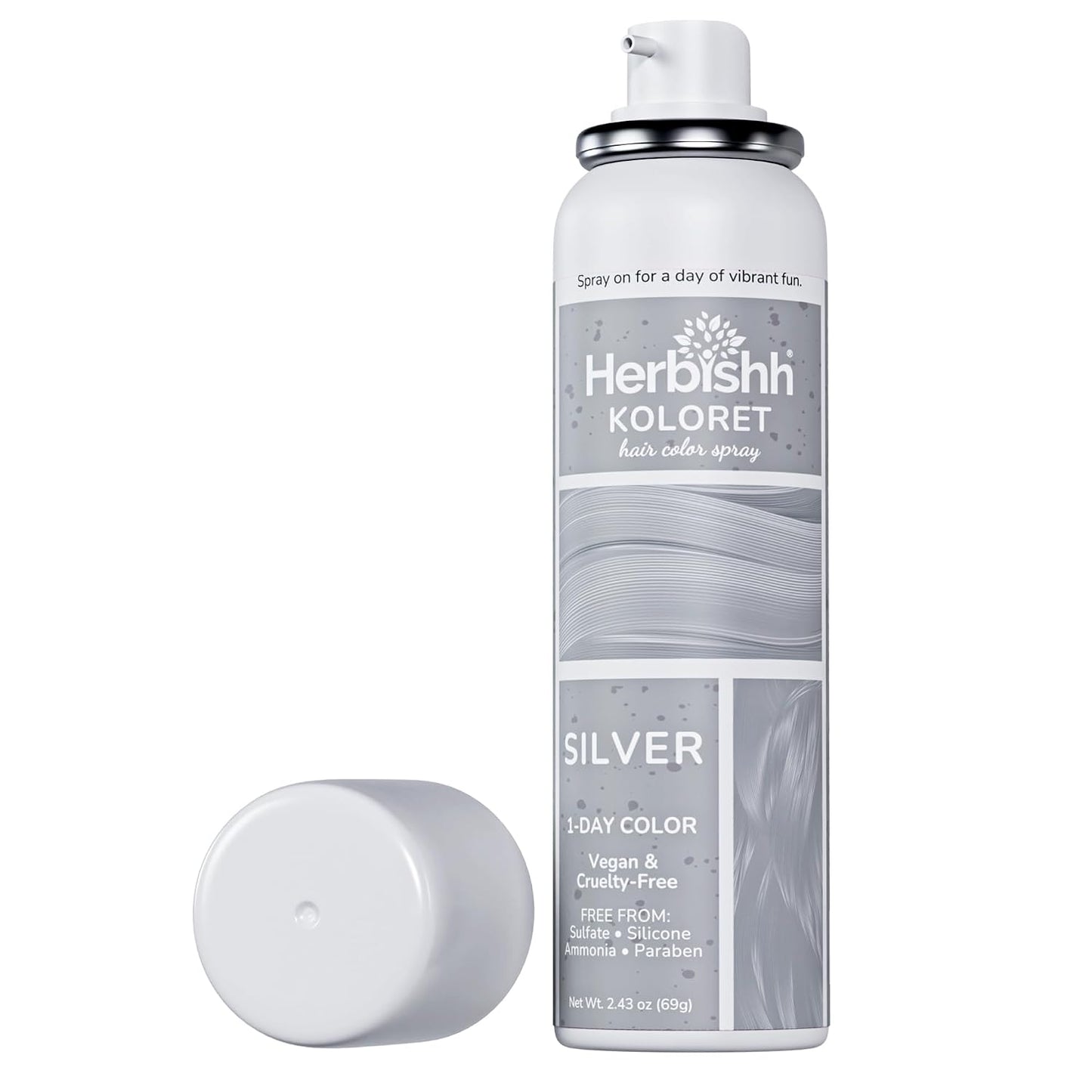 Pastel Silver Hair Mist Spray - Washable Temporary Dye for Light Hair | Fast-Drying, Non-Sticky Tint (69g)