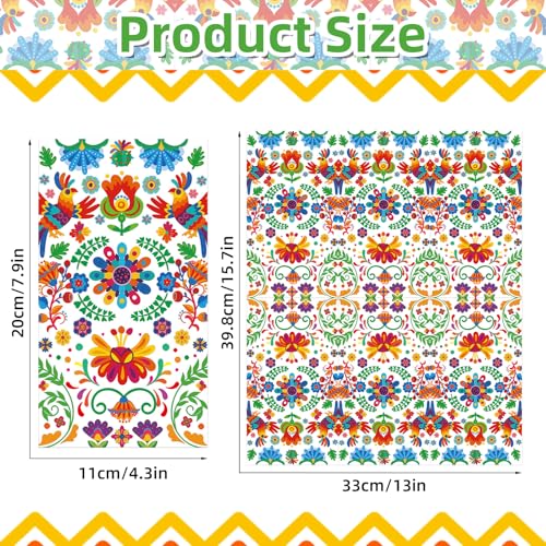 Mexican Fiesta Paper Napkins - Pack of 50, Colorful Floral Design, 13x15.7 Inches