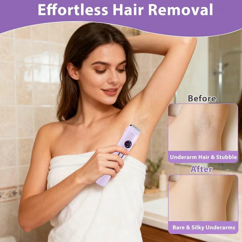 2026 Upgrade 4 in 1 Bikini Trimmer for Women, Electric Razors for Women Dual Head, IPX7 Waterproof Wet & Dry Use, LED Display, Shaver for Women Private Area, for Legs, Nose, Armpits, Bikini Area