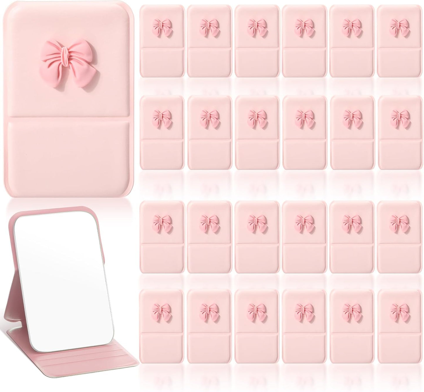 Amyhill Mini Folding Heart Mirror - 24 Pcs Compact Mirrors for Women | Pastel Pink Gift Set for Birthdays & Celebrations