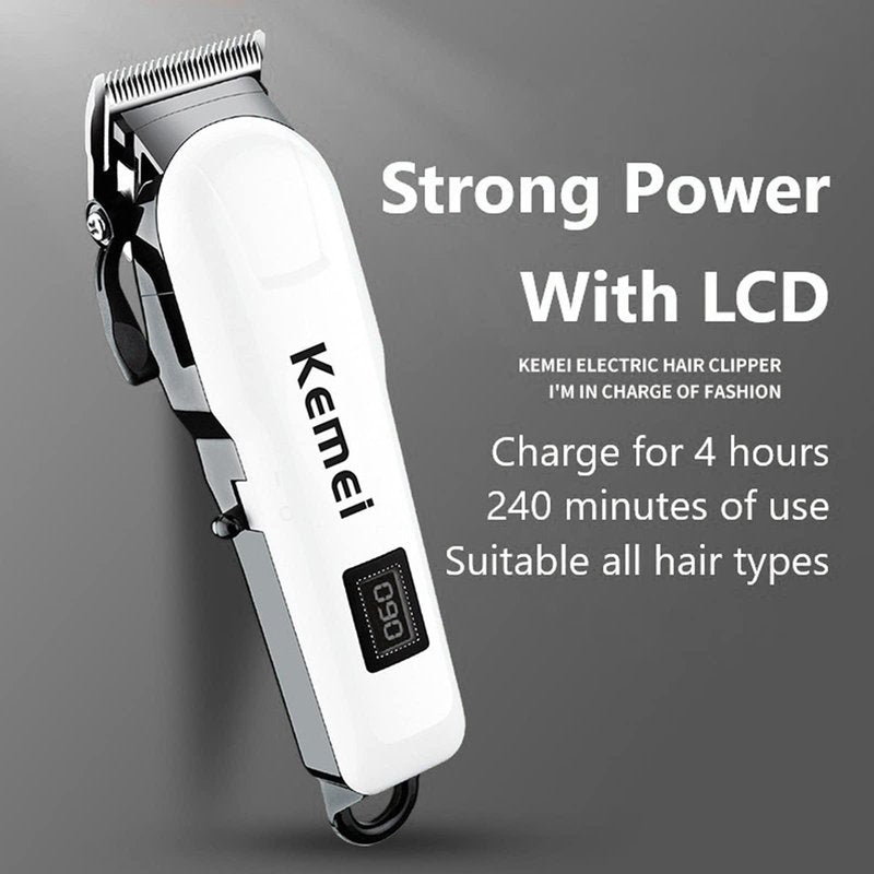 KEMEI Hair Clipper for Men Professional Cordless Electric Rechargeable Hair/Beard Trimmers for Men, Self Hair Cutting Haircut Kit, Adjustable Barber Clippers with LCD Diaplay