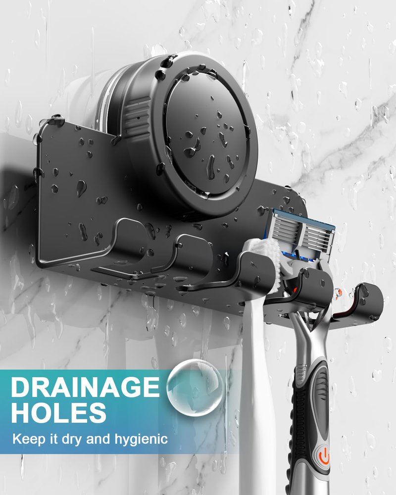 RIVAMBER Suction Cup Hooks, Razor Holder for Shower, Matte Black Shaver Holder Waterproof No Drill Adhesive Hanger for Hanging Loofah Towel Toothbrush Bathroom Kitchen Tiles Glasses